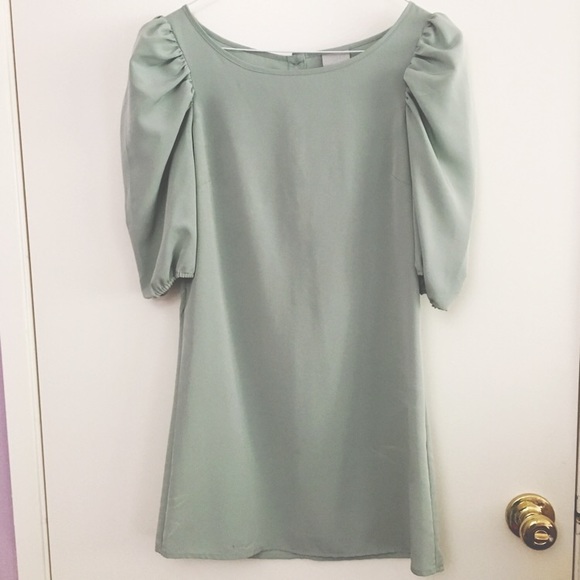 Puffy Sleeve Dress Green
